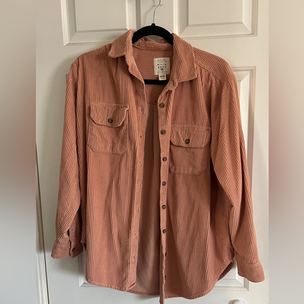 Billabong Woman’s Pink Corduroy Shirt/Jacket Size Small
